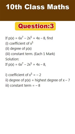 10th class Maths- Polynomials Important questions