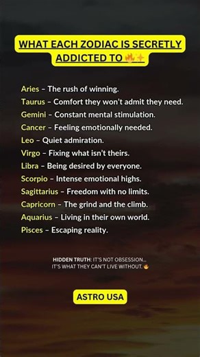 WHAT EACH ZODIAC IS SECRETLY ADDICTED TO 🔥✨#shorts #zodiac #horoscope #tarot
