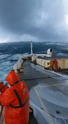 Ship Battles a Monster Wave
