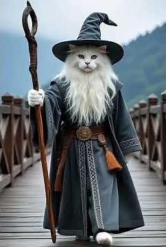 El Gato Mago que Enfrenta al Balrog #halloween #gnomes #fantasy #cute #disney