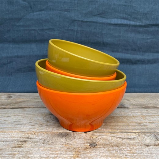 Mepal Rosti Service, 4 Danish Retro Bowls, 60s/70s Vintage in Olive Green/orange - Etsy