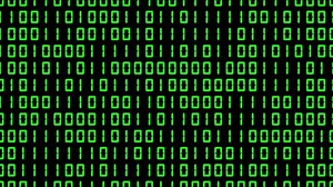 Digital binary numbers pattern motion graphics with plain black background