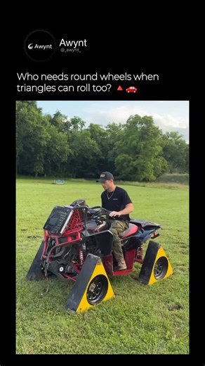 Awynt on Instagram: "A man drives a car fitted with triangular wheels, defying logic and expectations. The unusual setup shows how the vehicle moves despite the uneven shape, proving how creativity and engineering experiments can surprise everyone. Follow us 👉🏽@_awynt_ Dm for Credit/Removal #TriangleWheels #CrazyExperiment #Innovation #CarMods"