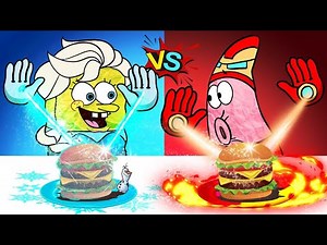 Hot VS Cold Food Challenge! |SPONGEBOB MUKBANG | MUKBANG ANIMATION | SLIME CAT