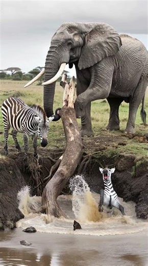 Baby Zebra Calls Elephant to Save Friend | Wildlife Rescue #animals #shorts #rescue