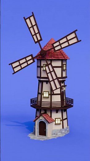Low Poly Windmill Animation | Blender Stylized 3D Scene Shorts