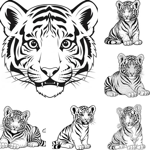 Baby Tiger SVG PNG Bundle – 17 Files | Cute Baby Tiger SVG | Jungle Animal Clipart | Nursery Cricut Cut Files - Etsy