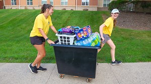 More than 1,500 first-year and transfer students moved into residence halls at Slippery Rock University, Aug. 17. SRU student Ryleigh King interviews students as faculty, staff and student volunteers welcome the newest members of The Rock community to campus. | Slippery Rock University
