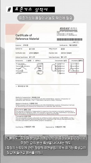 [리가스] 성적서 종류 및 구성 안내 #shorts #rigas #standard #gas #certificate