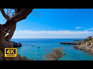 4K Rhodos Greece beach window view - Relaxing, Calming, Ambience