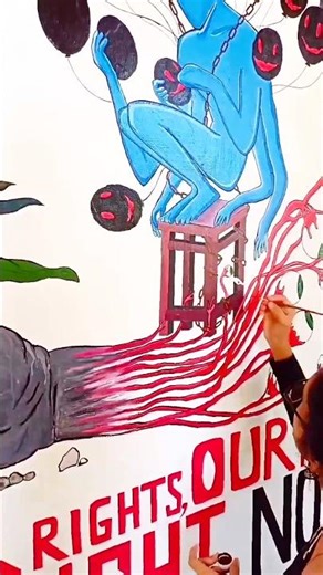 Wall Painting-Human rights day❤️‍🩹💫#shorts #art #wallpainting