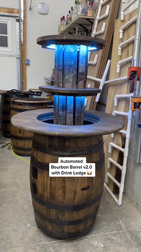 Automated bourbon barrel version 2.0 with 36-inch tabletop drink ledge - price and custom options available on our website! #bourbon #bourbonwhiskey #kentuckybourbon #bourbontrail #bourboncounty #bourbonlife #bourbonlover #bourbonbarrel #bourbon #bourbontiktok #kentuckystraightbourbonwhiskey #bourbons #bourboncountry #bourbonhunting #blantonsbourbon #bourbonbar #bourbonenthusiast #kentuckybourbontrail #bourbonlovers #bourbontasting #kybourbon #bourboncollection #bourbonlove #bourbonbarrels #home