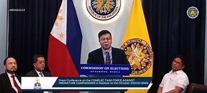 WATCH: Press Conference on the COMELEC Task Force Against Premature Campaigning in relation to the October 30, 2023 Barangay and Sangguniang Kabataan Elections (BSKE) COMELEC Press Office 8th Floor, Palacio Del Gobernador Intramuros, Manila 13 September 2023 | 2:00 p.m. #TaskForceAgainstPrematureCampaigning #ResponsablengKandidato #BarangayAtKabataan #KabilangKaDito #BSKE2023 | COMELEC
