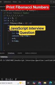 Print Fibonacci Numbers in JavaScript | javascript interview question #shorts #coding #javascript