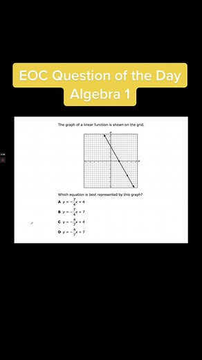 Linear Function Graph EOC Question