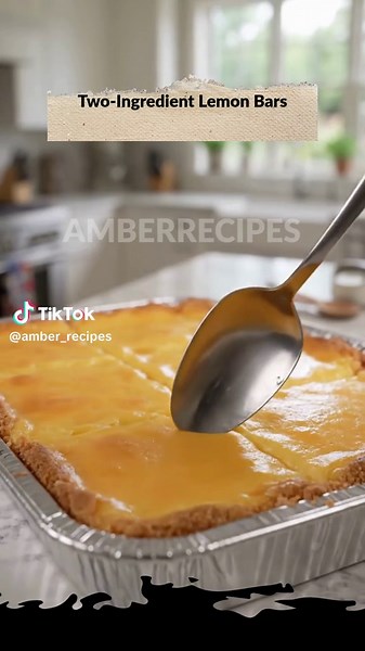 Two-Ingredient Lemon Bars Ingredients: 1 box angel food or yellow cake mix 1 can (15 oz) lemon pie filling Instructions: In a bowl, mix the lemon pie filling and cake mix together. No eggs or oil needed. Pour the mixture into a greased 9x13-inch baking dish. Bake at 350°F (175°C) for 25–30 minutes, or until golden and set. Let cool, then dust with powdered sugar if desired. Slice and enjoy! Light, fluffy, lemony, and so simple!