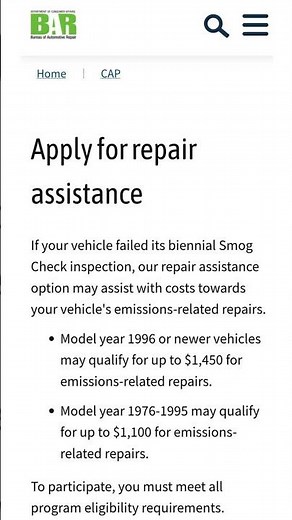If your vehicle failed smog, see description: