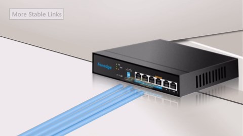 AI806M 6 Port PoE++ Switch, 4 PoE+ Ports @65W, Ethernet Network Hub Splitter, 60W + 2*10/100M Uplink Internet | Full Metal | AI VLAN & Extend | Auto Recovery