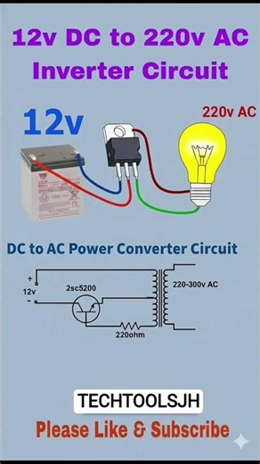 12V battery connect 220v AC output inverter circuit diagram #shots #electrical #electrician