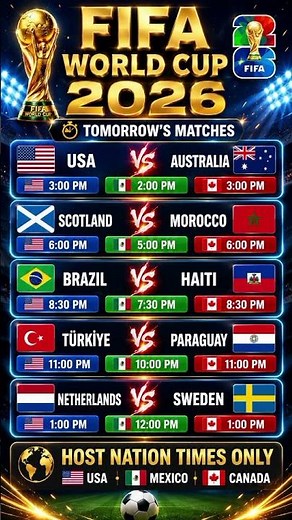 FIFA World Cup 2026 Tomorrow Matches | USA 🇺🇸 Brazil 🇧🇷 Netherlands 🇳🇱 Official Schedule#fifa#shorts