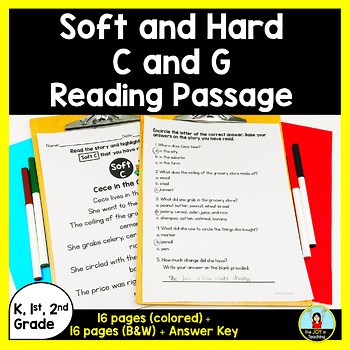 Hard and Soft C & G Reading Comprehension Passages and Questions 1st, 2nd Grade