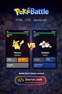 PokeBattle - Built with HTML, CSS & JavaScript | devsQUE Source code in pinned comment #coding #html #css #javascript #reels | devsQUE