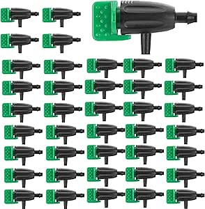 50 Pcs Adjustable Water Flow Irrigation Dripper, 360 Degree Rotatable Drip Emitters Irrigation System Drippers for 1/4 Inch Tubing Watering Dripper for Garden Lawn Plants Succulents Flower Irrigation