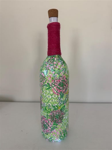 Lighted Wine Bottle With Lilly Inspired Design - Etsy