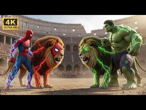 Only One Survives 💥Spider Man Lion vs Hulk Lion Ultimate Beast Battle