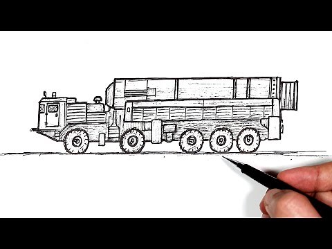 How to draw a Army Rocket Launcher Truck | Military vehicles drawing