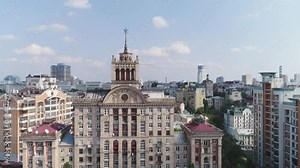 Stalinist architecture in the center of Kyiv. Khreshchatyk street in Ukraine
