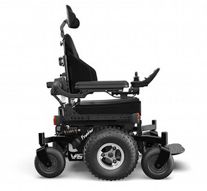 Our most popular powered wheelchair worldwide, the Magic Mobility Frontier V6 All Terrain is ideal for the outdoors, yet its size makes it a capable indoor performer. The low-pressure tyres provide a smoother ride and the articulating front bogie arms provide increased climbing ability, providing tremendous off-road and kerb climbing capacity. Available in a range of colour options as shown here and a choice of either silver or black rims. Contact your local Magic Mobility agent for more informa