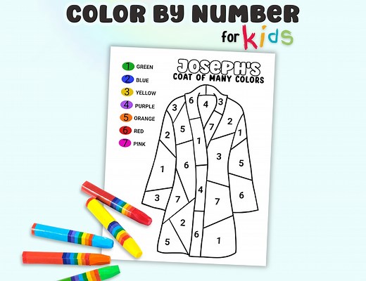 Joseph's Coat of Many Colors Activity, Color by Number Printable Bibe Coloring Page, Josephs Coat Bible Craft for Sunday School Lesson VBS - Etsy