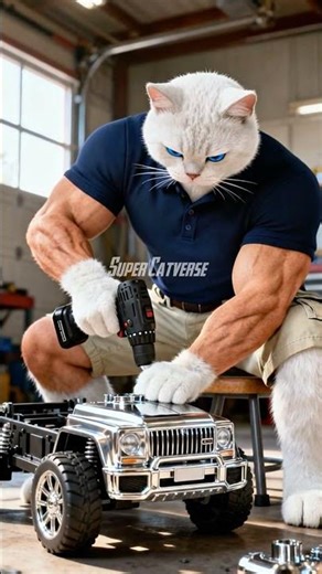 Kitten Teased for Playing with a Cardboard Ambulance, Dad Builds a Golden Ambulance