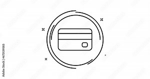 credit card animated outline icon. credit card rotation appearance 4k video animation for web, mobile and ui design