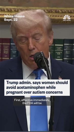 President Donald Trump announced the FDA will immediately begin telling doctors the use of acetaminophen “during pregnancy can be associated with a very increased risk of autism.” However, the majority of scientific literature suggests exposure to acetaminophen in the womb does not cause autism. | NBC News