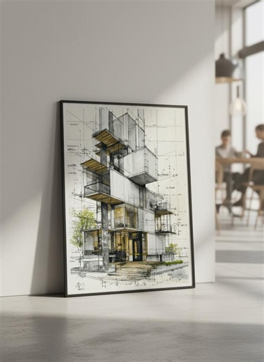 Modern Architecture Poster, Contemporary Building Wall Art, Minimalist Architectural Print, Office Art, A Series Sizes, Digital Download - Etsy UK