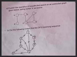a) Explain the operation of breadth-first search on an undirect... | Filo
