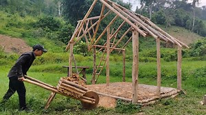 Building an Off Grid Log Cabin Alone in the farm , Finished Paving With Natural Stone. | Samis Family