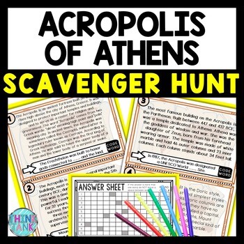 Acropolis of Athens Scavenger Hunt Reading Comprehension Activity - Landmarks