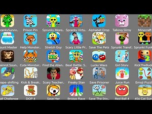 Spranky Survival,Minecraft,Find the alien,Scray Little Prankster,Red Ball 4, Spranky Transform,DOP 4