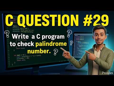 C Programming Question #29 | Check Palindrome Number in C