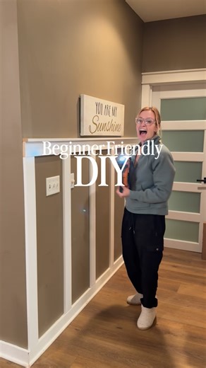 Jenni Haas // DIY + FUN on Instagram: "The perfect beginner-friendly DIY! I used 1x4s for the thicker boards and then a 1x2 for the top ledge. The website I used was: www.inchcalculator.com/board-and-batten-layout-calculator/ #diy #doityourself"