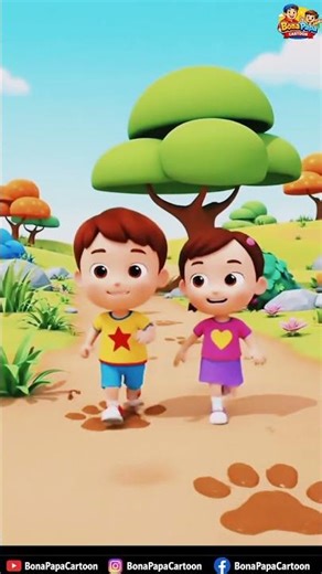 Animal Footprint Road | Chintu & Mimi Learn Animal | Fun Kids Song | Bona Papa Cartoon #viral #short