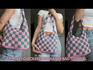 Crochet checkered tote bag tutorial I Kenikse Crochet