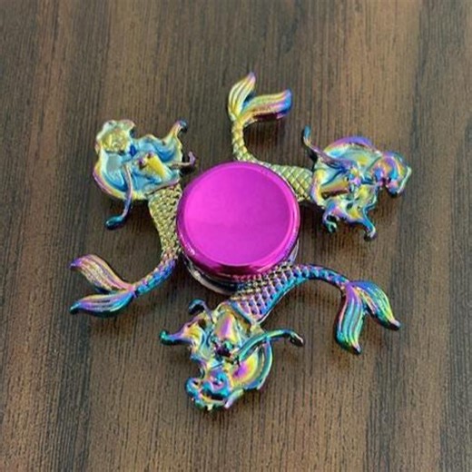 Iridescent Mermaid Fidget Spinner: Rainbow Ocean and Sea Theme Nautical Metallic Handheld Focus - Etsy