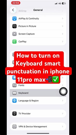 How to turn on Keyboard smart punctuation in iphone 11pro max📲✅ #iphone #keyboard #smart