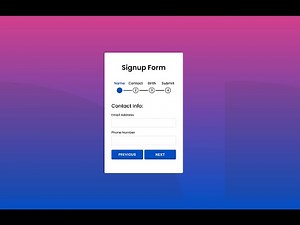 Animated Multi-Step Form with Progress Bar Using Pure HTML, CSS, & JavaScript