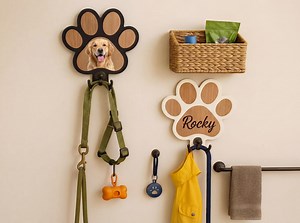 Custom Wooden Pet Dog Leash Storage Rack, Personalized Paw-shaped Hooks, Dog Leash Storage Collar Hook, Dog Name Tags Accessories, Pet Gifts - Etsy