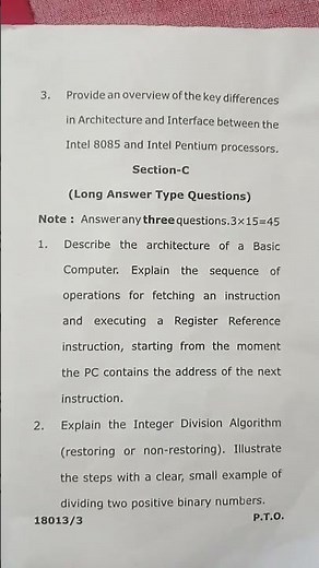BCA 3 Sem Computer Architecture and Assembly Language 2025 #study #caal